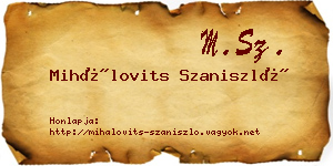 Mihálovits Szaniszló névjegykártya